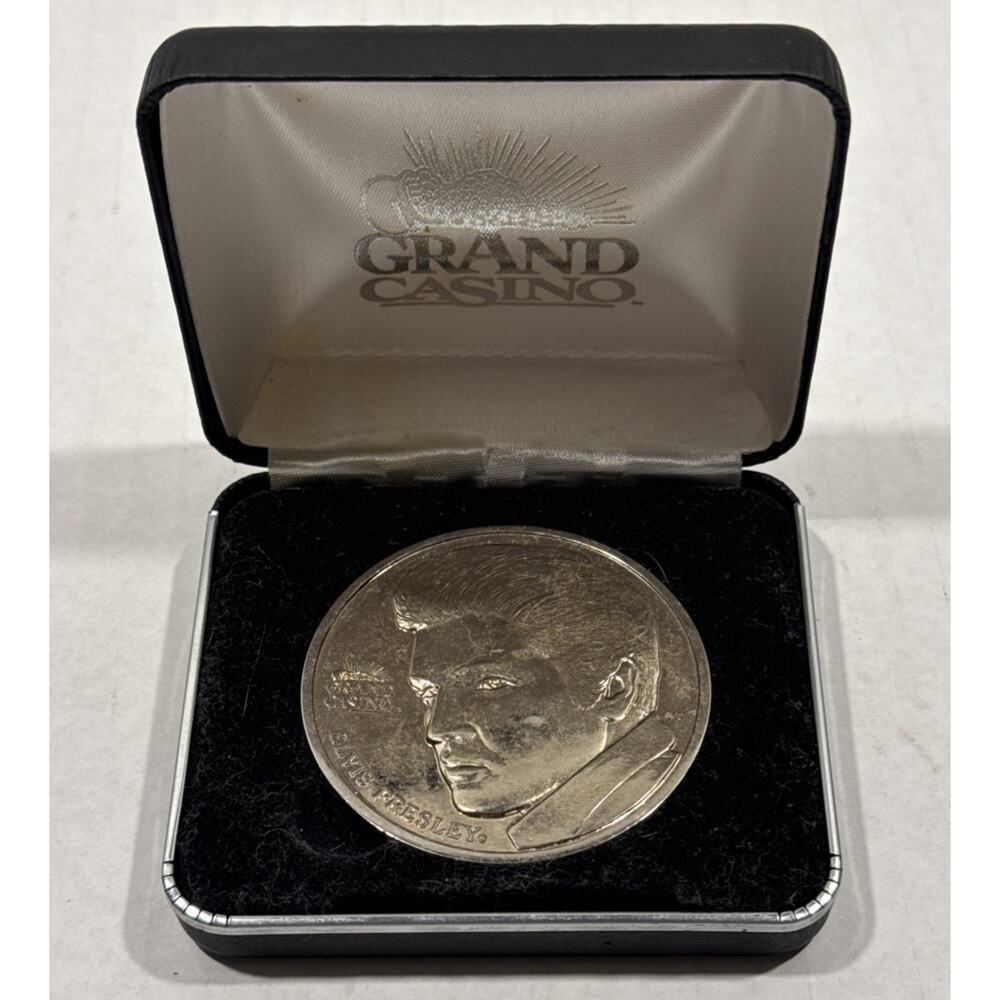 Grand Casino Remembers Elvis Presley 1977-2002 EP25 2.5” Silver Toned Coin NIB